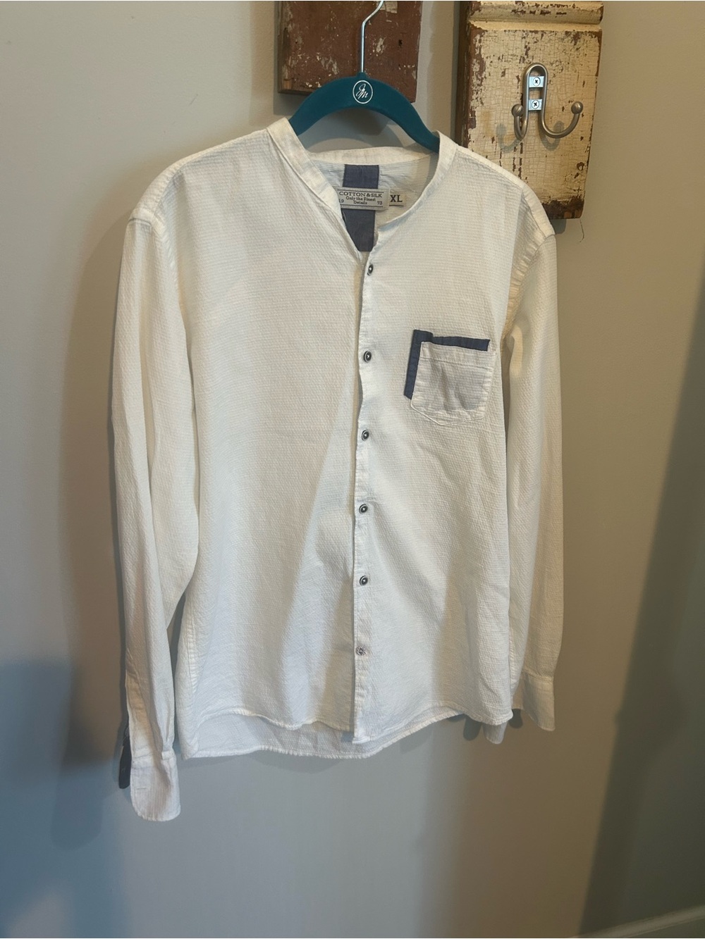 Cotton & Silk Button-Down Shirt in White